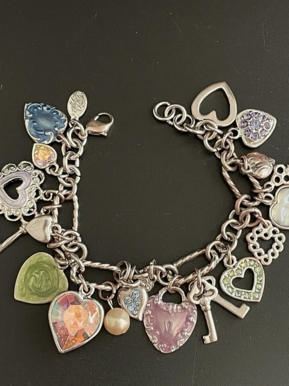 Kirks Folly Vintage Key To My  Heart Charm Bracelet